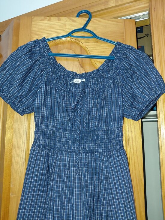 Blue gingham maxi dress Gap - Picture 3 of 7